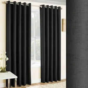 Biller Eyelet Thermal Light Reducing Curtain (Set of 2) Black / 168cm Width x 137 cm Drop