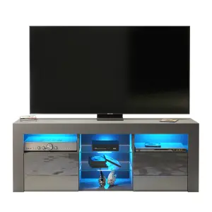 TV Unit 145cm Modern Stand Dark Grey Gloss Doors