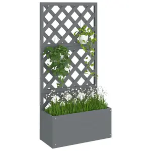 Berkfield Trellis Planter Grey 65x33x135 cm WPC