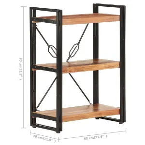 Berkfield 3-Tier Bookcase 60x30x80 cm Solid Acacia Wood