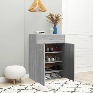 Berkfield Shoe Cabinet Grey Sonoma 60x35x84 cm Engineered Wood