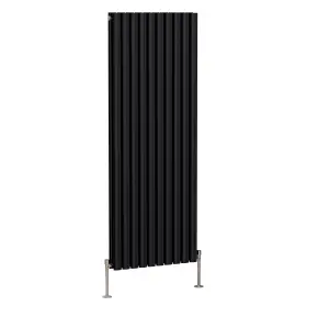 Right Radiators 1600x590mm Vertical Double Oval Column Designer Radiator Black