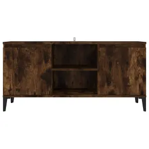 Berkfield TV Cabinet with Metal Legs Smoked Oak 103.5x35x50 cm