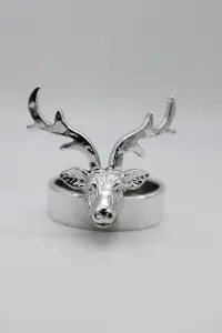 Christmas Silver Stag Candle Holder