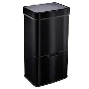 Cooks Professonal Recycling Sensor Bin - 4 Compartments plus Food Caddy, 75 Litre Capacity & Stainless Steel body - Black