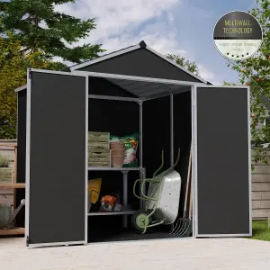 Palram - Canopia Abri de jardin Apex Dark grey Plastic 2 door Shed with floor