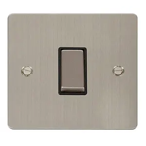 Flat Plate Stainless Steel 10A 1 Gang 2 Way Ingot Light Switch - Black Trim - SE Home