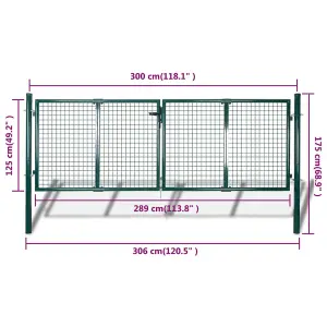 Berkfield Fence Gate Steel 306x175 cm Green