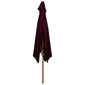 Berkfield Outdoor Parasol with Wooden Pole Bordeaux Red 200x300 cm