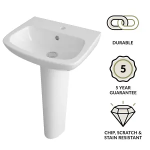 1 Tap Hole Ceramic Basin & Full Pedestal - 450mm