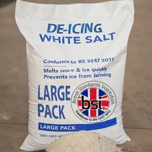 Rock Grit Salt 22KG BIG Bag White De-Icing Salt Grit for Ice, Snow, Gardening Weeds, Melting Paths, De-Icer Roads & Clearing Drive