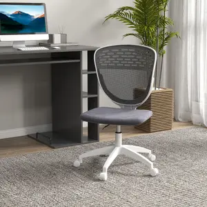 Vinsetto Desk Chair, Height Adjustable Mesh Office Chair with Wheels, Grey