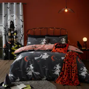 Flying Witches Glow in the Dark Duvet Cover Set