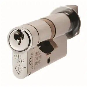 100mm EURO Cylinder Lock & Thumb Turn - 6 Pin Polished Chrome Fire Rated Barrel