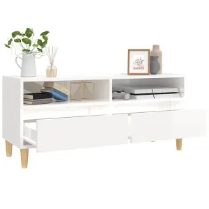 Berkfield TV Cabinet High Gloss White 100x34.5x44.5 cm Engineered Wood