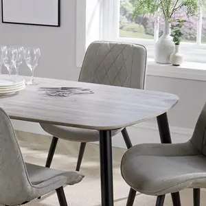 Core Products Aspen Grey Oak Effect 120cm Rectangular Dining Table with 4 Calico Plastic Curve Chairs