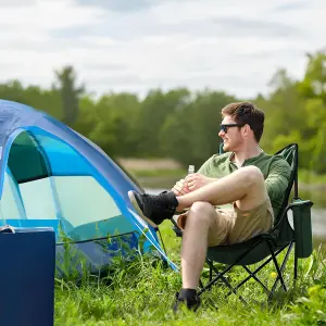 Voyager Folding Camping Chairs 2 Pack with Cooler Bag, Lightweight Q195 Steel Frame, 600D Oxford Fabric, Portable - Green