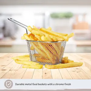 8 Pack Stainless Steel Mini Chip Baskets for Serving Fries, Onion Rings, Snacks, & Food Decoration, Stackable, & Easy to Clean