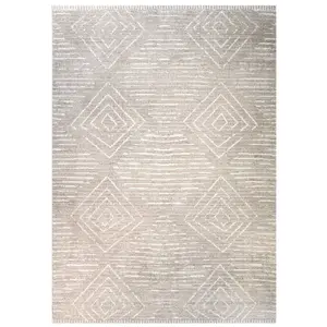 Beige Moroccan Berber Diamond Geometric Living Area Rug 120x170cm