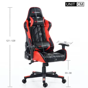 GTForce Pro GT Reclining Sports Racing Gaming Office Desk Pc Car Faux Leather Chair (Red)