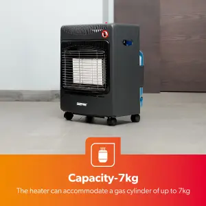 Geepas Small Cabinet Gas Heater 4.2KW Electric & Piezoelectric Ignition, Black