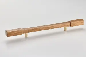 Solid Oak & Brass Handle - Wychbury 320mm Clear Lacquer