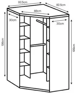 Gerven Oak 2 Door Corner Wardrobe