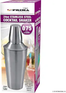 Set Of 2 Stainless Steel Cocktail Shaker 0.75L Mixer Party Bar Mixing Tin Drinks 24Oz