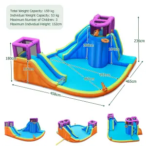 Costway Inflatable Water Park Double Water Slide w/ 4 Sprayers & 2 Water Guns