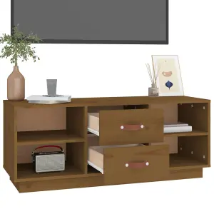 Berkfield TV Cabinet Honey Brown 100x34x40 cm Solid Wood Pine