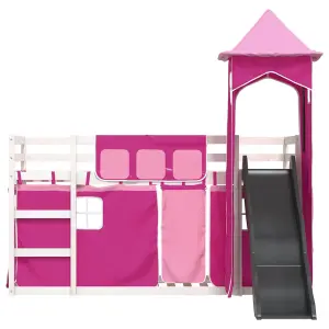 Berkfield Bunk Bed without Mattress with Slide and Curtains Pink 90x190 cm Single