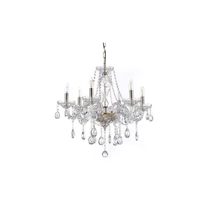 Luminosa Natasha 6 Light Multi Arm Chandelier, Gold, Crystal