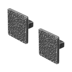 DecorAndDecor - ARIS Antique Silver Decorative Square Modern Cabinet Drawer Knob - Pair