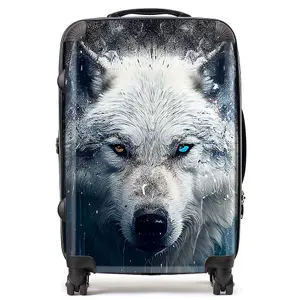 White Wolf Face Splashart Suitcase - Medium