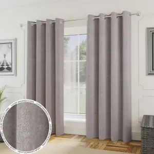 Enhanced Living Royale Silver Room Darkening Boucle Readymade Curtains Pair - 66 x 54 inch (168x137cm)