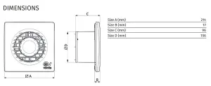 Vortice 11176 PUNTO FILO MF 150/6 T HCS Axial Kitchen / Utility Room Extractor Fan (Humidistat / Timer Model)