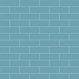 Glina Blue Gloss Ceramic Indoor Wall Tile, Pack of 34, (L)297mm (W)97mm