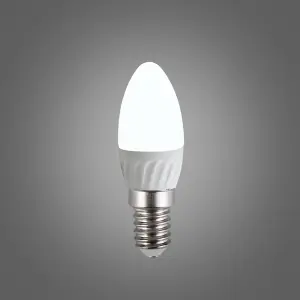 ValueLights Pack of 6 Thermal Plastic 4w High Power LED SES E14 40w Replacement Frosted Opal Candle Bulbs - 6500K Cool White