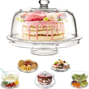 6 IN 1 Modern Design Multi Functional Cake Stand & Dome Plastic Cover Salad Bowl