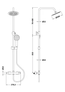 Round Thermostatic Shower Kit with Fixed Head & Adjustable Handset - Chrome - Balterley