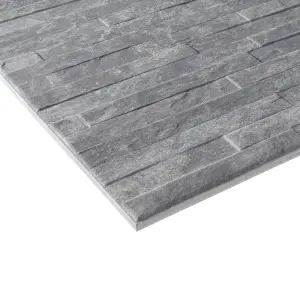 Shaded slate Anthracite Matt Split Face Porcelain Indoor Wall Tile Sample