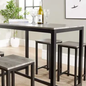 Home Source Nicosia Grey Table and Bar Stool Set