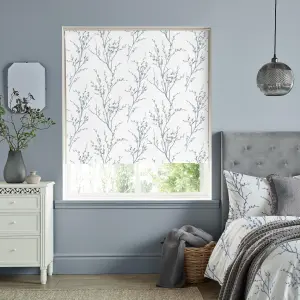 Laura Ashley Pussy Willow Corded Seaspray Floral Sunshade Roller Blind (W)120cm (L)162cm