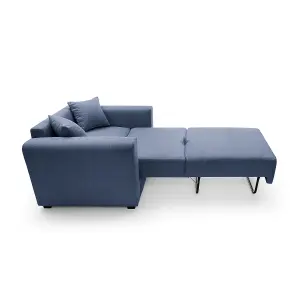 Olly Velvet Single Sofa Bed in Dark Blue