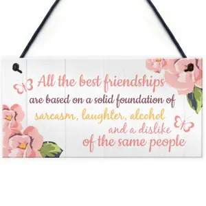 Red Ocean Friendship Sign Best Friend Hanging Plaque Thank You Gift Chic Floral BFF Signs Special Present