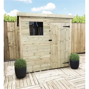 6 x 3 Garden Shed Pressure Treated T&G PENT Wooden Garden Shed - 1 Window + Single Door (6' x 3' / 6ft x 3ft) (6x3)