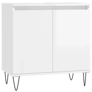 Berkfield Bathroom Cabinet High Gloss White 58x33x60 cm Engineered Wood