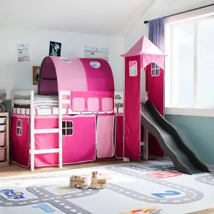 Berkfield Kids' Loft Bed with Tower Pink 80x200 cm Solid Wood Pine