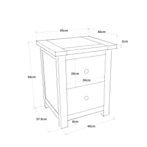 Argenta 2 Drawer Bedside Table Chrome Knob