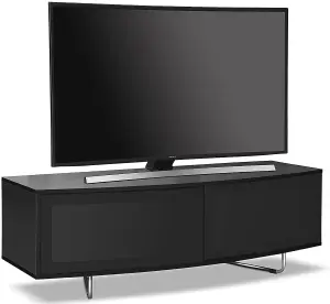 Homeology Caru Gloss Black Beam-Thru Remote Friendly Super-Contemporary"D" Shape Design up to 65" LED/OLED/LCD TV Cabinet